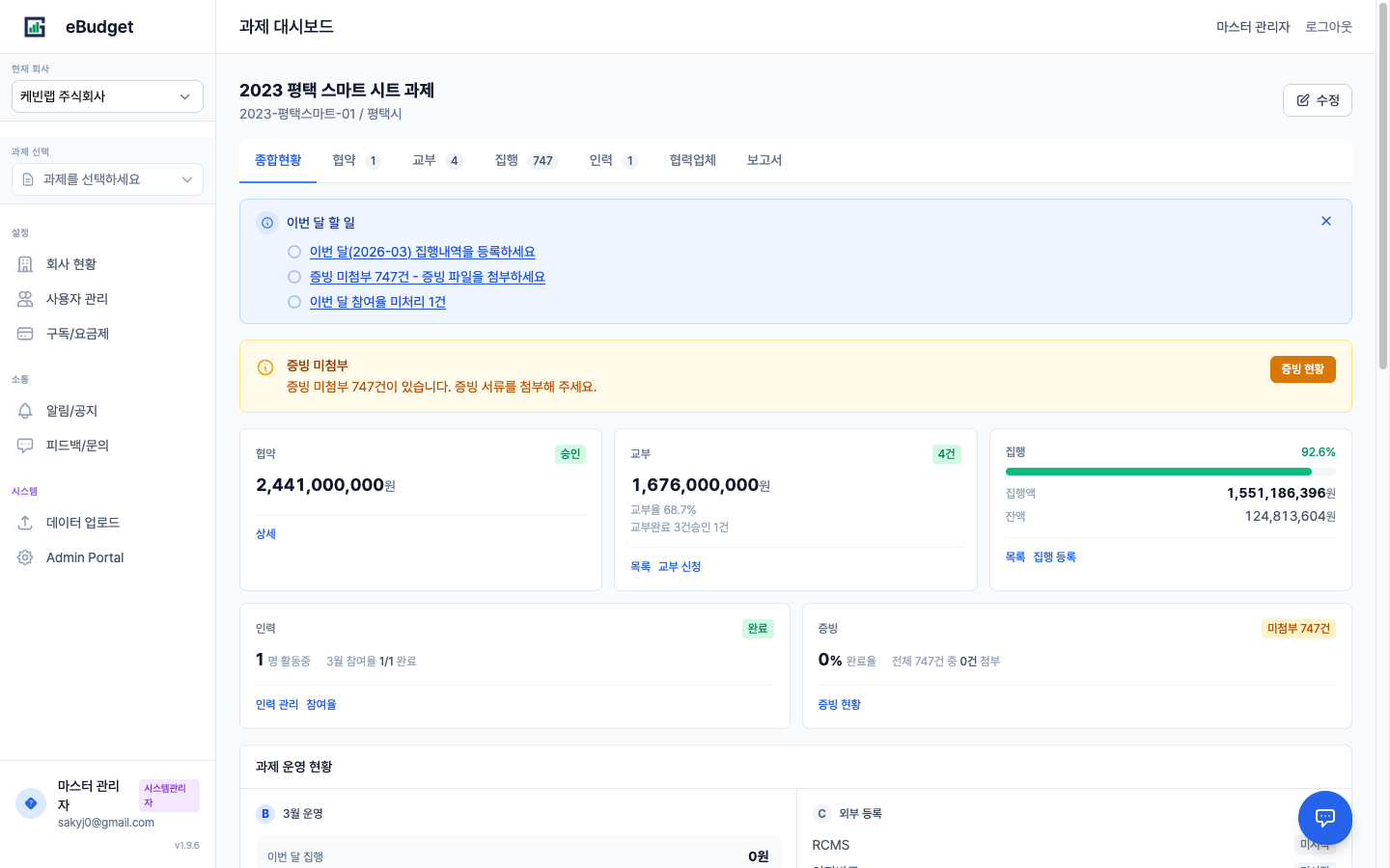 통합 예산 관리